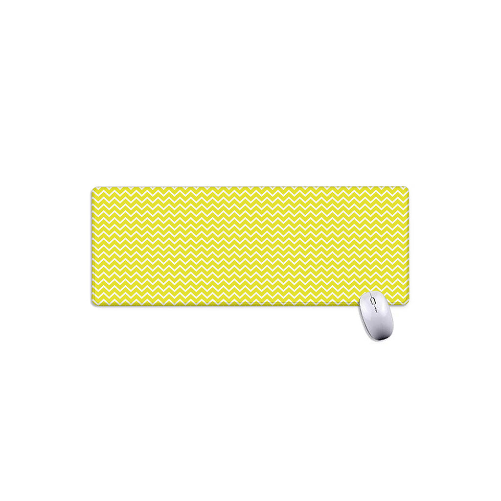 Yellow And White Zigzag Pattern Print Extended Mouse Pad