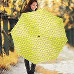 Yellow And White Zigzag Pattern Print Foldable Umbrella