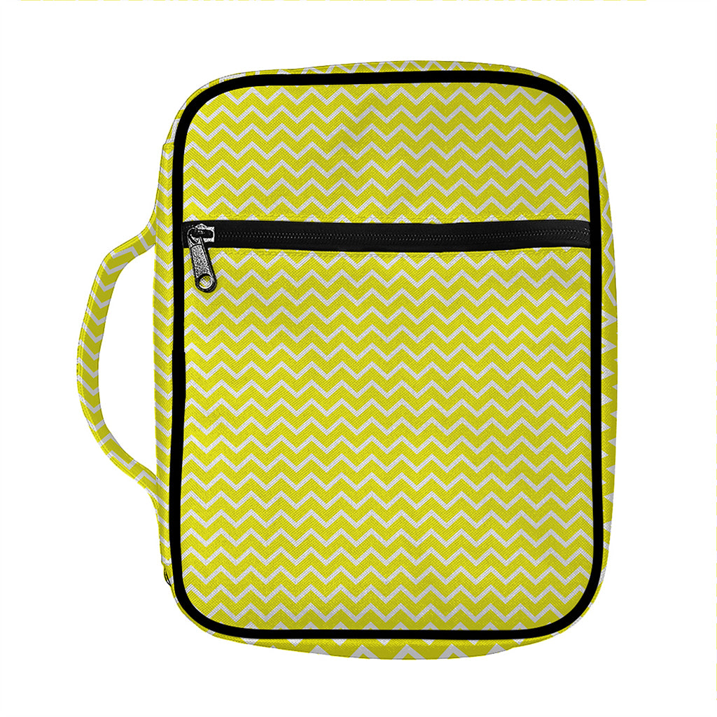 Yellow And White Zigzag Pattern Print Front Pocket Bible Bag