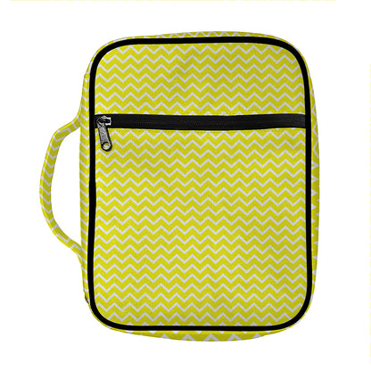 Yellow And White Zigzag Pattern Print Front Pocket Bible Bag