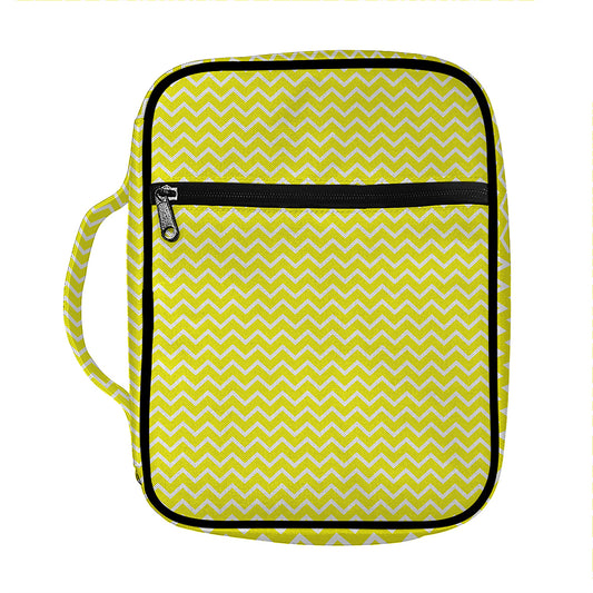 Yellow And White Zigzag Pattern Print Front Pocket Bible Bag