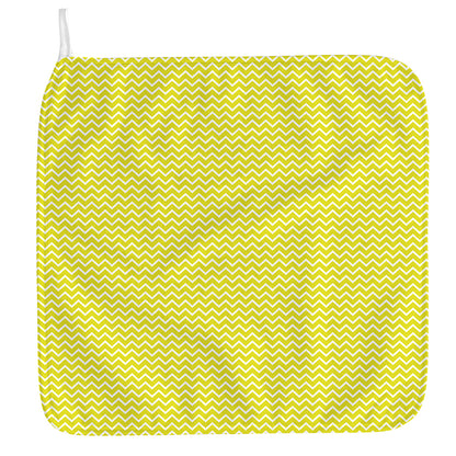 Yellow And White Zigzag Pattern Print Hand Towel