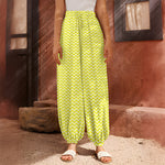 Yellow And White Zigzag Pattern Print Harem Pants