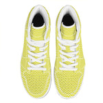 Yellow And White Zigzag Pattern Print High Top Leather Sneakers
