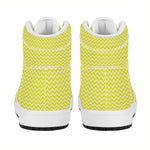 Yellow And White Zigzag Pattern Print High Top Leather Sneakers
