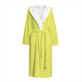 Yellow And White Zigzag Pattern Print Hooded Bathrobe