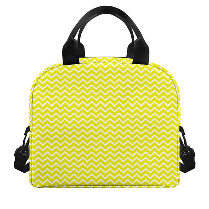 Yellow And White Zigzag Pattern Print Insulated Lunch Bag