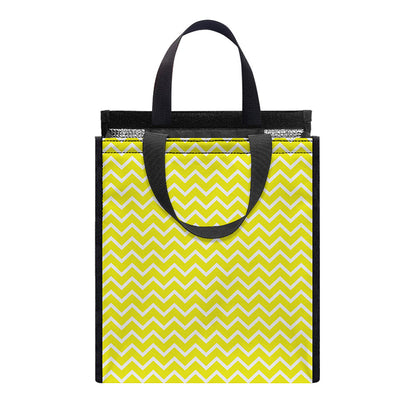 Yellow And White Zigzag Pattern Print Insulated Lunch Tote