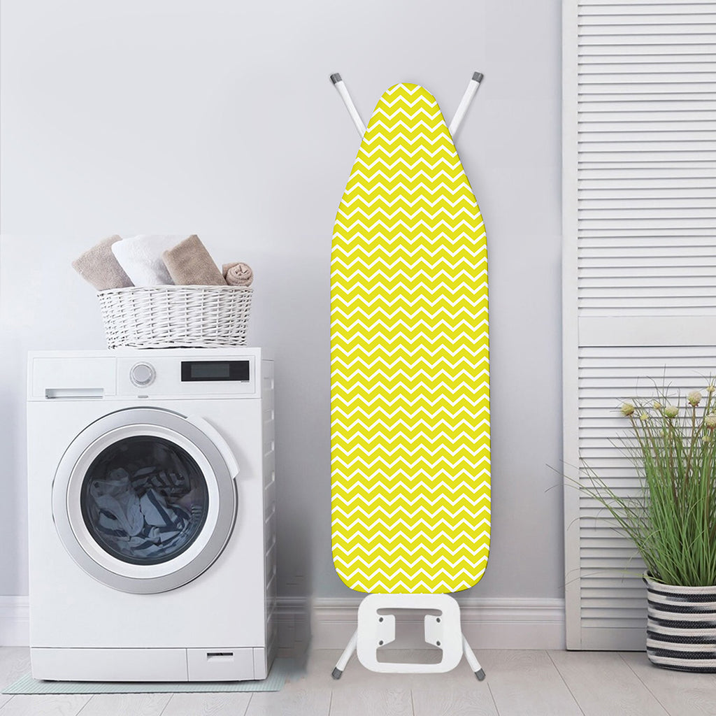 Yellow And White Zigzag Pattern Print Ironing Board Cover