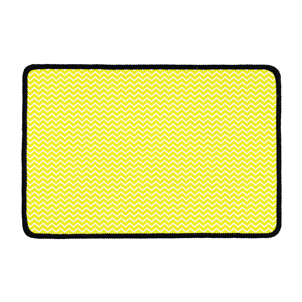 Yellow And White Zigzag Pattern Print Kitchen Mat