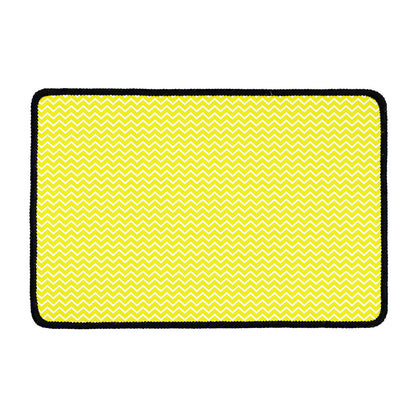 Yellow And White Zigzag Pattern Print Kitchen Mat