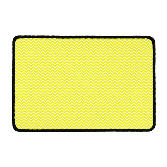 Yellow And White Zigzag Pattern Print Kitchen Mat