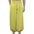 Yellow And White Zigzag Pattern Print Lantern Pants