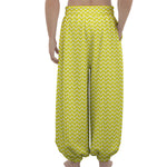 Yellow And White Zigzag Pattern Print Lantern Pants