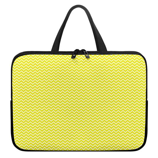Yellow And White Zigzag Pattern Print Laptop Sleeve With Handle