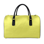 Yellow And White Zigzag Pattern Print Leather Duffle Bag