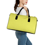 Yellow And White Zigzag Pattern Print Leather Duffle Bag