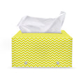 Yellow And White Zigzag Pattern Print Leather Tissue Box Cover