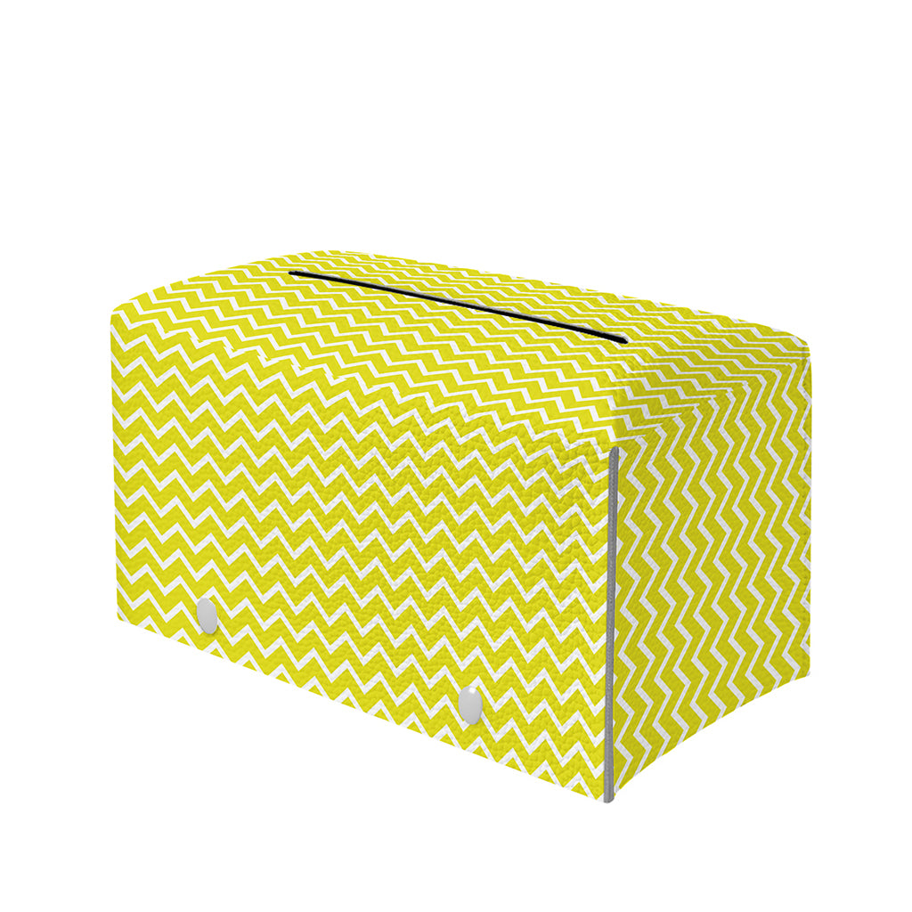 Yellow And White Zigzag Pattern Print Leather Tissue Box Cover