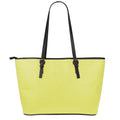 Yellow And White Zigzag Pattern Print Leather Tote Bag With Zipper