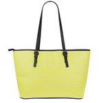 Yellow And White Zigzag Pattern Print Leather Tote Bag