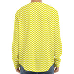 Yellow And White Zigzag Pattern Print Long Sleeve Baseball Jersey