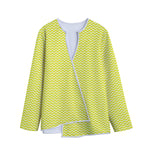 Yellow And White Zigzag Pattern Print Long Sleeve Short Coat