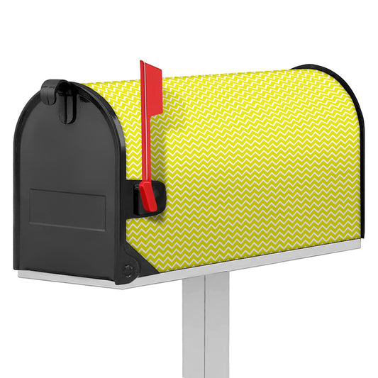 Yellow And White Zigzag Pattern Print Mailbox Cover