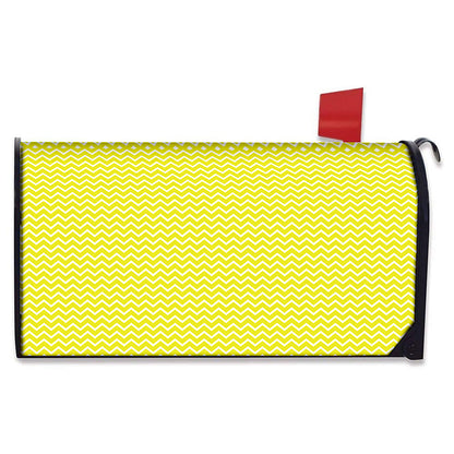 Yellow And White Zigzag Pattern Print Mailbox Cover