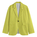 Yellow And White Zigzag Pattern Print Men's Blazer
