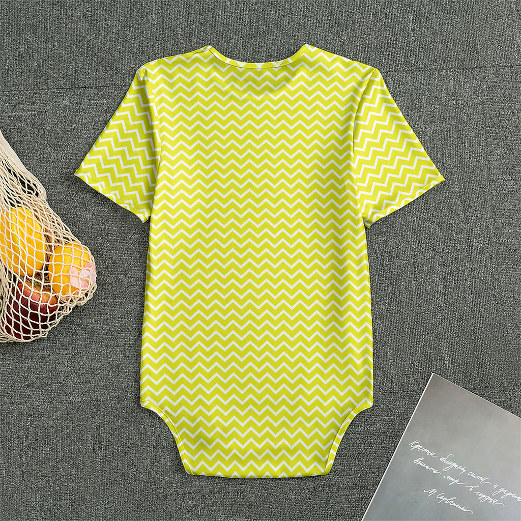 Yellow And White Zigzag Pattern Print Men's Bodysuit