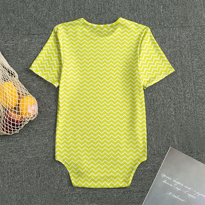 Yellow And White Zigzag Pattern Print Men's Bodysuit