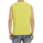 Yellow And White Zigzag Pattern Print Men's Fitness Tank Top