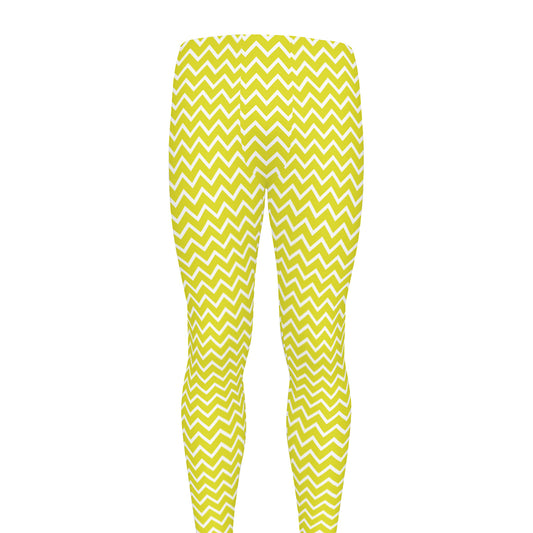 Yellow And White Zigzag Pattern Print Men's leggings