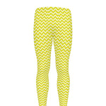 Yellow And White Zigzag Pattern Print Men's leggings