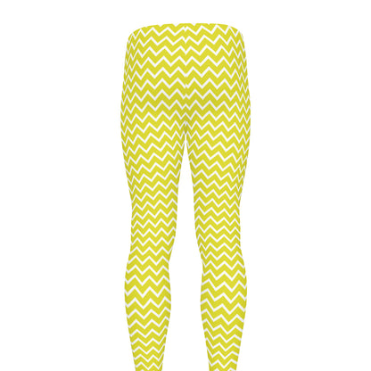 Yellow And White Zigzag Pattern Print Men's leggings