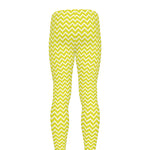 Yellow And White Zigzag Pattern Print Men's leggings