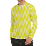 Yellow And White Zigzag Pattern Print Men's Long Sleeve Rash Guard