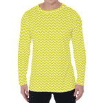 Yellow And White Zigzag Pattern Print Men's Long Sleeve T-Shirt