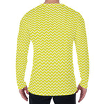 Yellow And White Zigzag Pattern Print Men's Long Sleeve T-Shirt