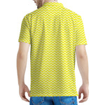 Yellow And White Zigzag Pattern Print Men's Polo Shirt