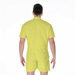 Yellow And White Zigzag Pattern Print Men's Rompers