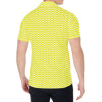 Yellow And White Zigzag Pattern Print Men's Shirt