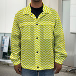 Yellow And White Zigzag Pattern Print Men's Shirt Jacket