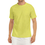 Yellow And White Zigzag Pattern Print Men's Short Sleeve Rash Guard