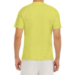 Yellow And White Zigzag Pattern Print Men's Short Sleeve Rash Guard