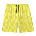 Yellow And White Zigzag Pattern Print Men's Swim Trunks