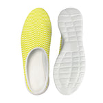 Yellow And White Zigzag Pattern Print Mesh Casual Shoes
