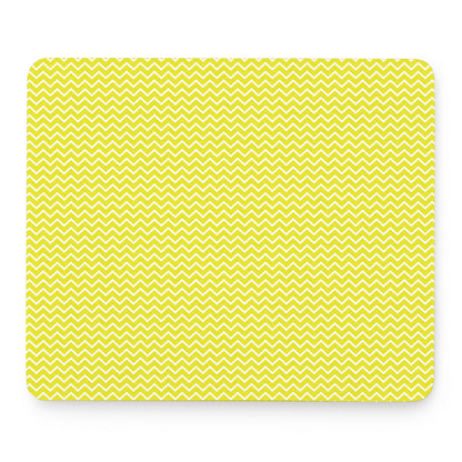 Yellow And White Zigzag Pattern Print Mouse Pad