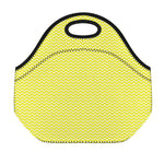 Yellow And White Zigzag Pattern Print Neoprene Lunch Bag
